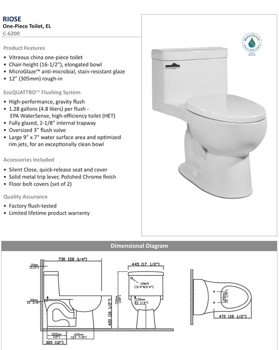 Elongated Toilet White C-6200